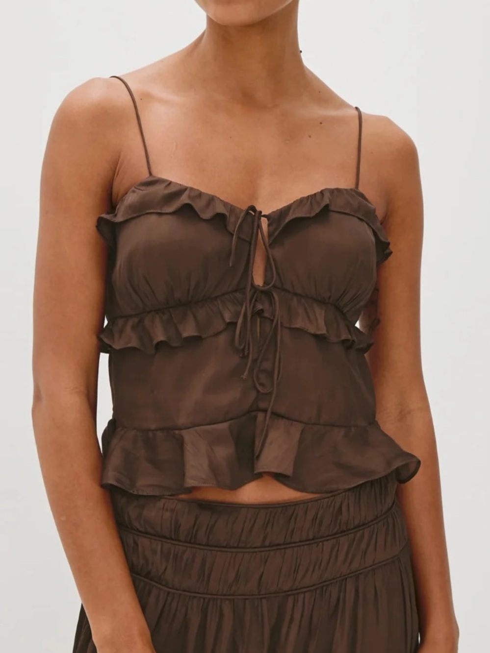 Rails Ortona Brown Ruffle Cami Top